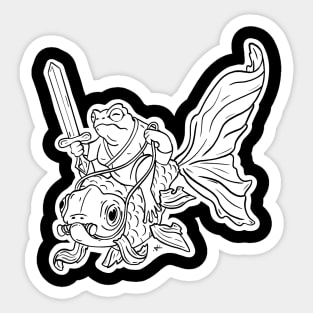 Battle Fish Frog Outline Sticker